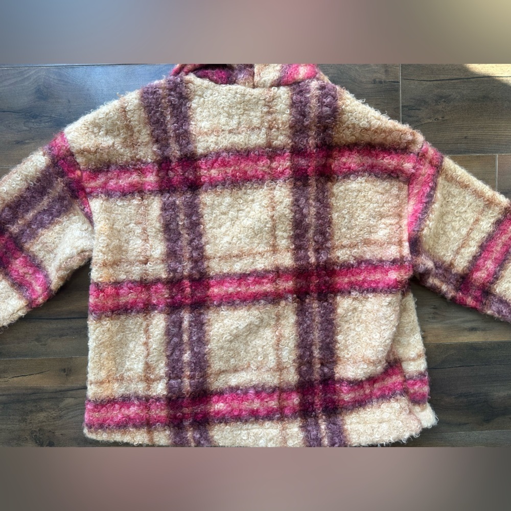 Knox Rose Plaid Teddy Jacket XS Cozy Bouclé Shacket Cottagecore Fall - Picture 5 of 6